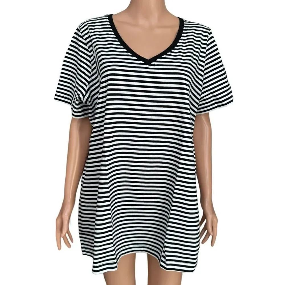 All American comfort 100% cotton black/white striped shirt size 1X